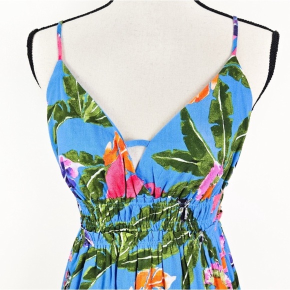 NWT By the River Blue Tropical Floral Midi Dress - Picture 5 of 12